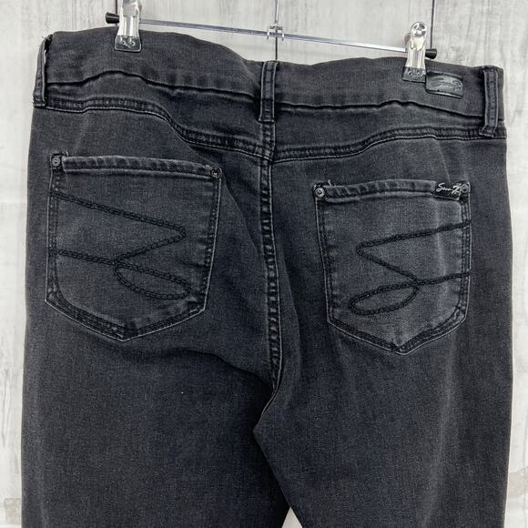 Seven7 Size 16 (36x29) Short Tummyless High Rise Skinny Jeans Black Stone Wash - Picture 5 of 13